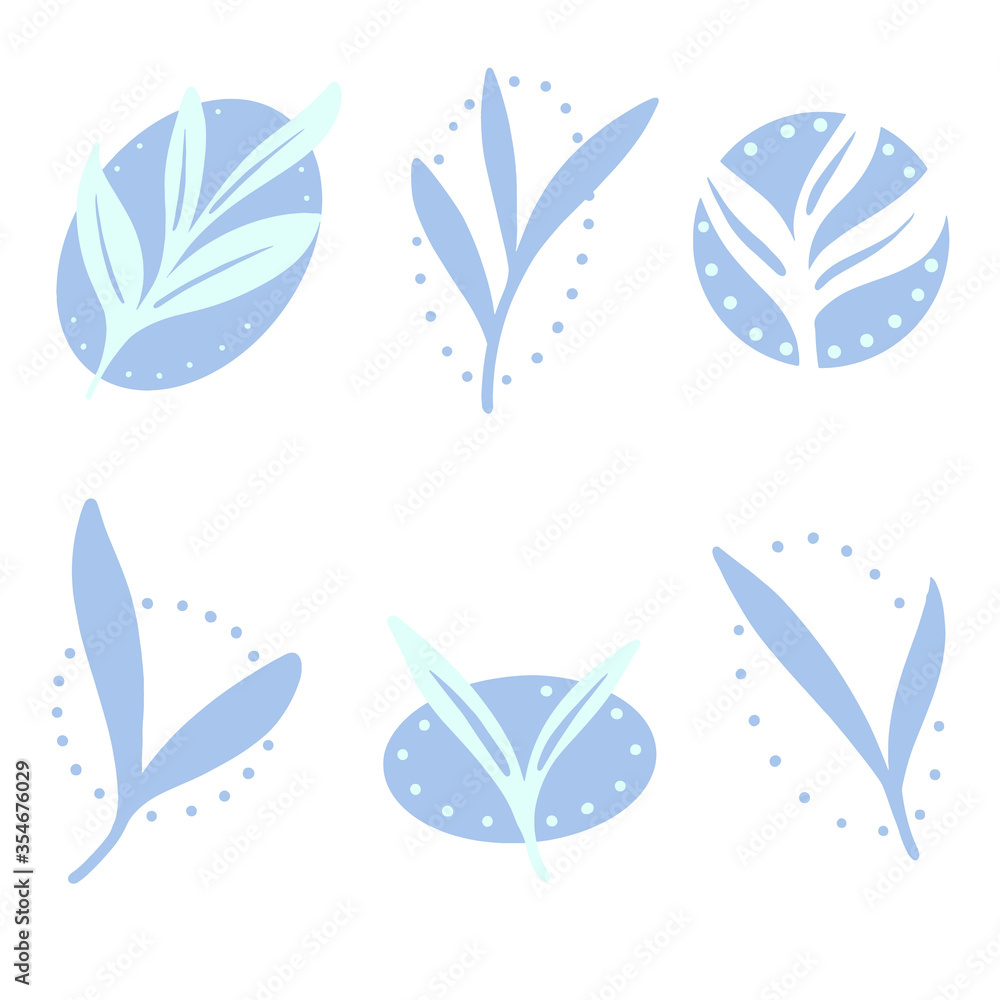 Vector Logo Design of Coffee Plant or Leaf Styles In Blue Vector Logo Design of Coffee Plant or Leaf Styles In Blue