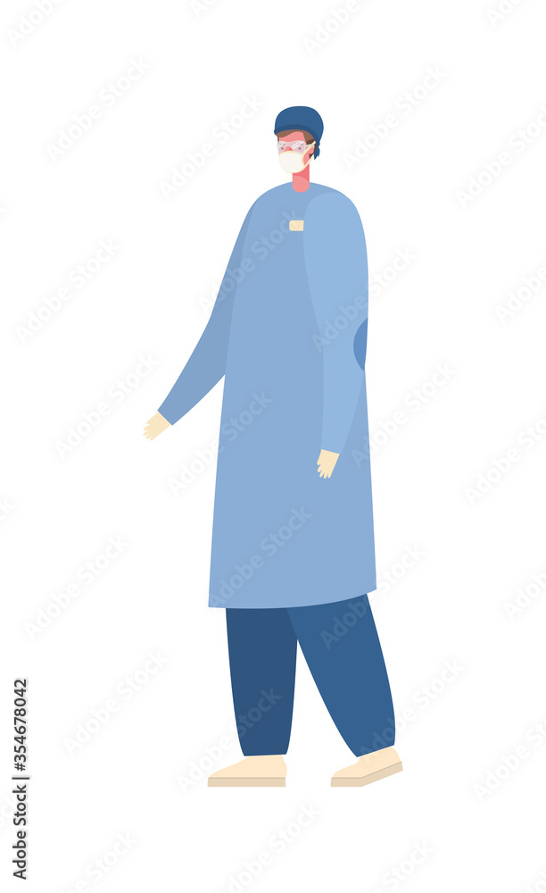 Isolated male doctor with mask vector design Isolated male doctor with mask vector design