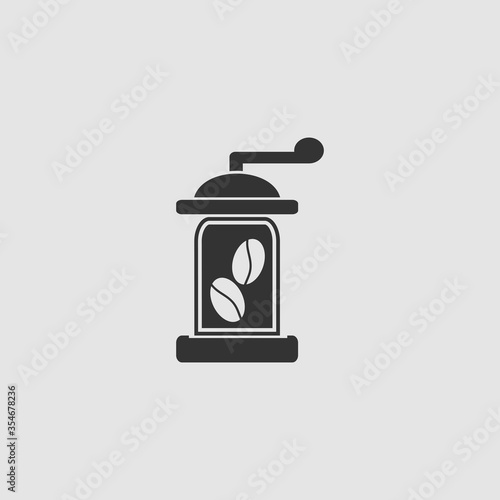 Coffee grinder icon flat.