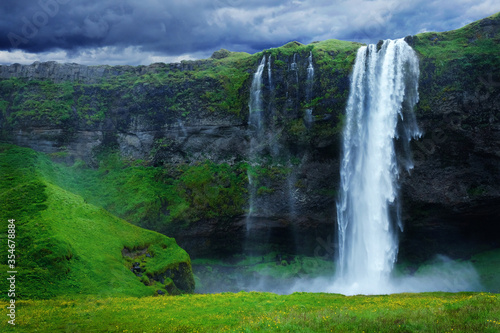 Waterfall of the Iceland  West Fjords. One of the most famous and beautiful waterfall in Iceland.