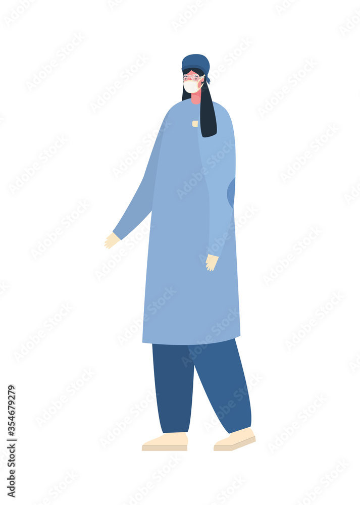Isolated female doctor with mask vector design Isolated female doctor with mask vector design