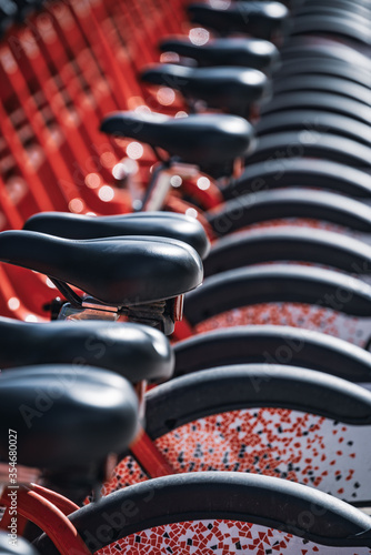 Abstract detail of urban rental bicycles