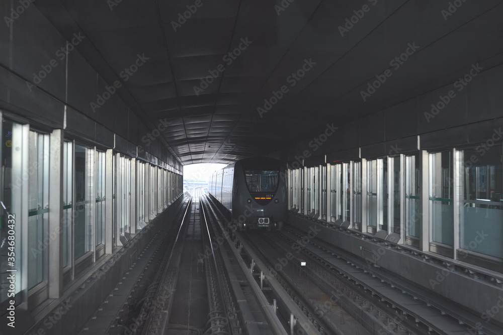 Obraz premium Dubai Metro. The metro tunnel Dubai, United Arab Emirates