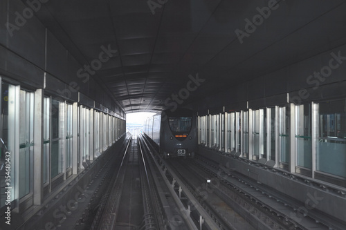 Fototapeta Naklejka Na Ścianę i Meble -  Dubai Metro. The metro tunnel Dubai, United Arab Emirates