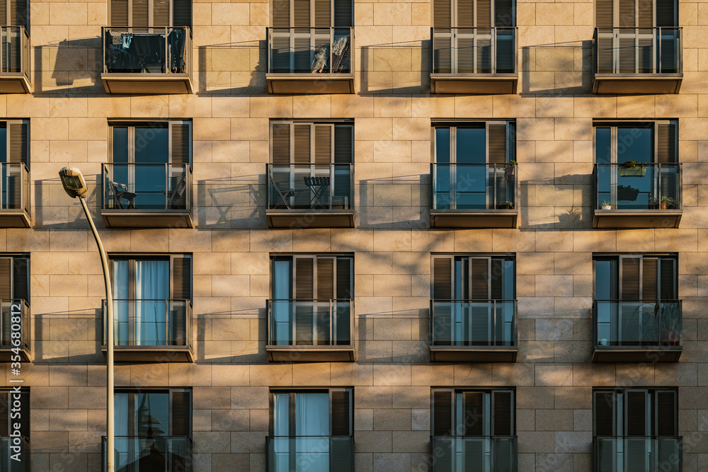 Shadows of modern balconies