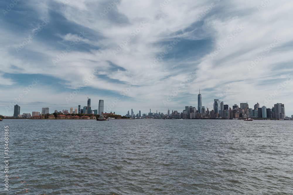 new york city skyline  with the river