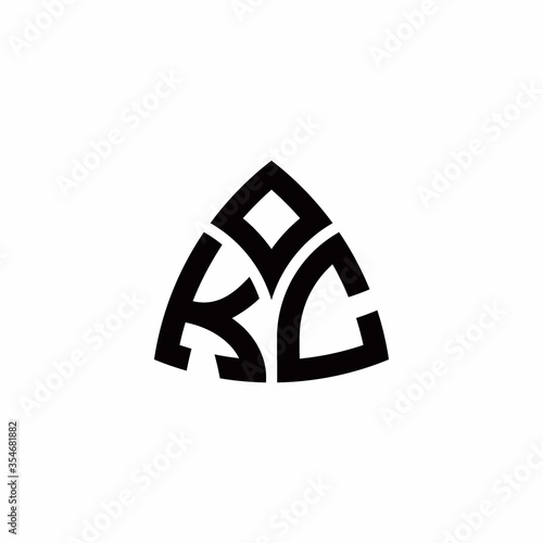KC monogram logo with modern triangle style design template