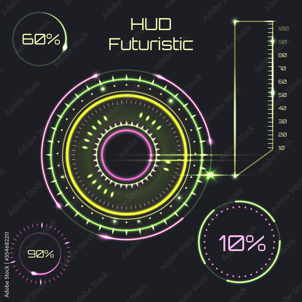 Obraz premium Futuristic interface, HUD, computer technology vector background