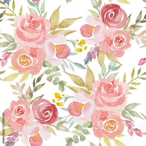 Seamless pattern hand made watercolor bloom. Background for wedding card, decoration floral wallpaper