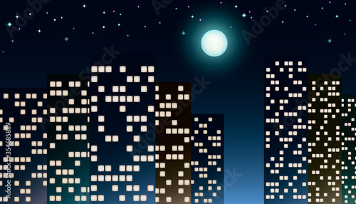 night city with full moon