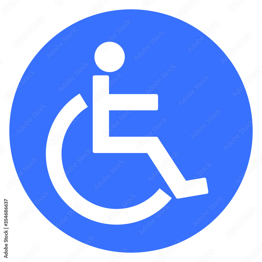 Wheelchair icon, symbol, blue, Vector Wheelchair icon, symbol, blue, Vector
