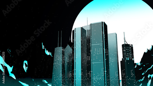 Retro futuristic city. 3D illustration