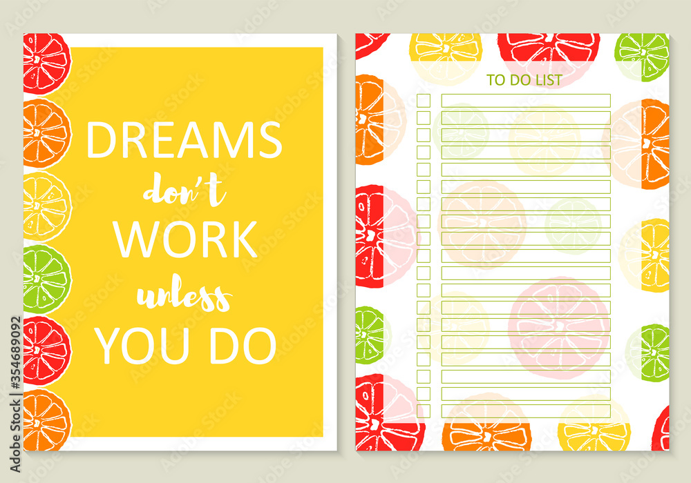 Naklejka premium Set of printable A4 cute business to do list