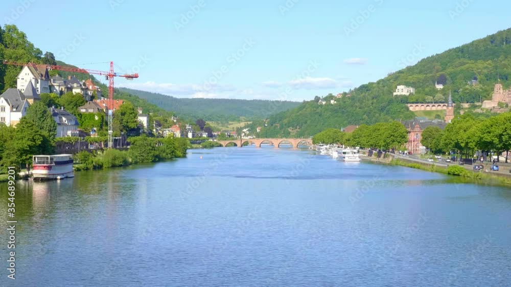 River Neckar in the German city of Heidelberg on a sunny day - travel photography River Neckar in the German city of Heidelberg on a sunny day - travel photography