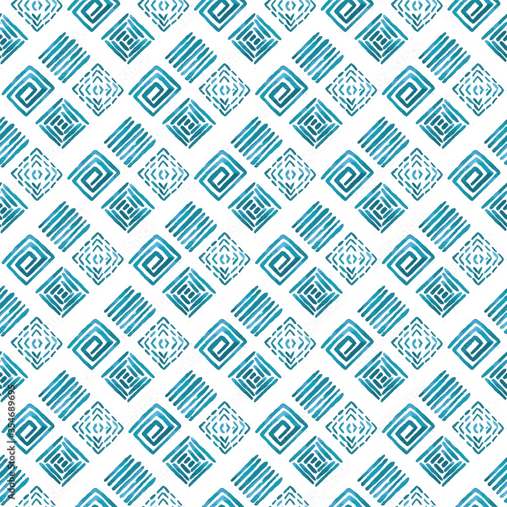 Fototapeta premium seamless geometric pattern, vectorized watercolour ethnic inspired pattern