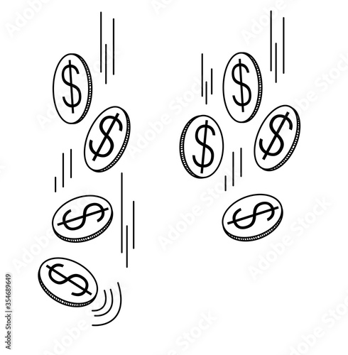 vector image of falling dollar coins
