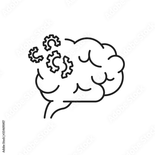 Brain disease dementia line black icon. Human organ concept. Decline in memory. Decrease in mental human abilities. Sign for web page, mobile app, button, logo. Editable stroke