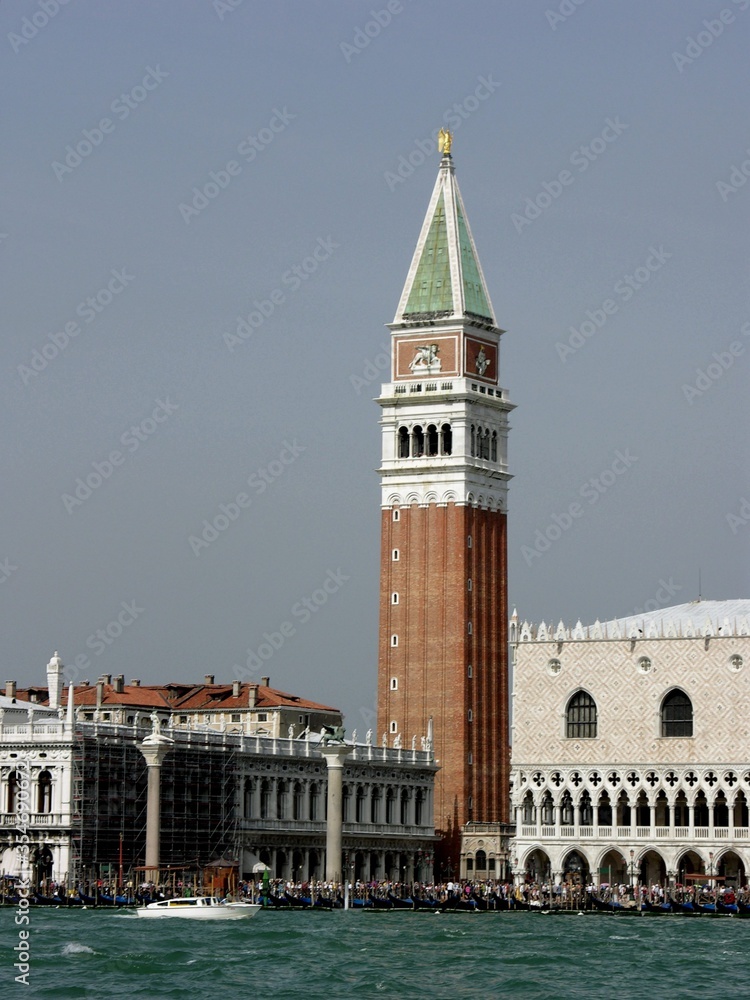 Venice, Italy, View from Canal of Campanile & Doge's Palace