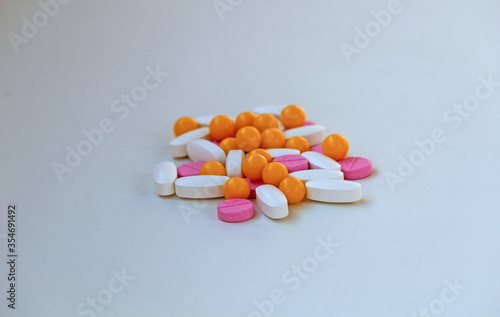 pills on a white background 