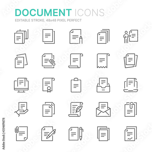Collection of documents related line icons. 48x48 Pixel Perfect. Editable stroke