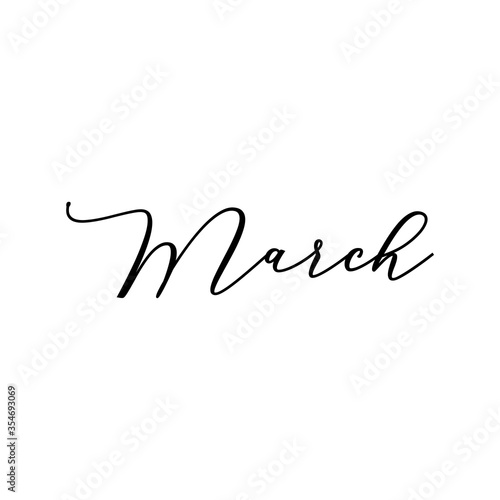 March. Calligraphy card, banner or poster graphic design handwritten lettering vector element.