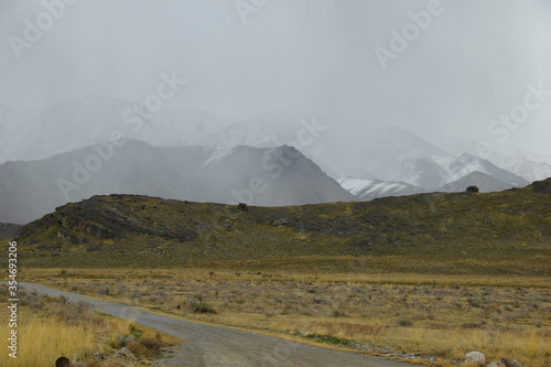 storm rolling in over mountains