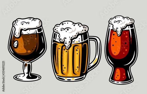 Colored beer mug with foam bar menu