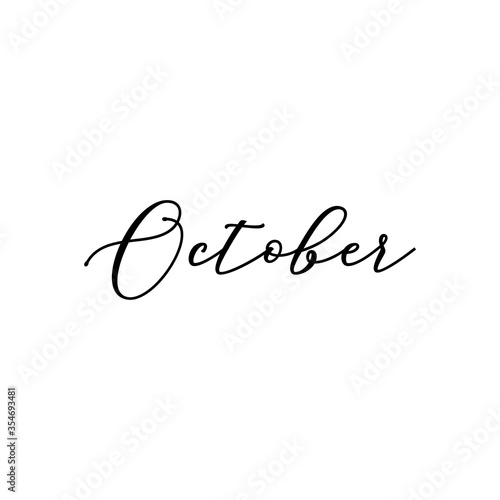 October. Calligraphy card, banner or poster graphic design handwritten lettering vector element.