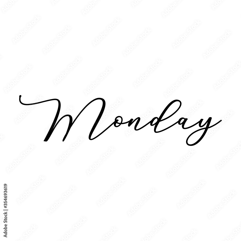 Monday. Calligraphy card, banner or poster graphic design handwritten lettering vector element. Monday. Calligraphy card, banner or poster graphic design handwritten lettering vector element.