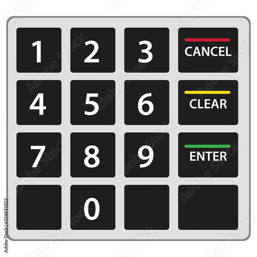 Atm keypad isolated on white. Vector version.