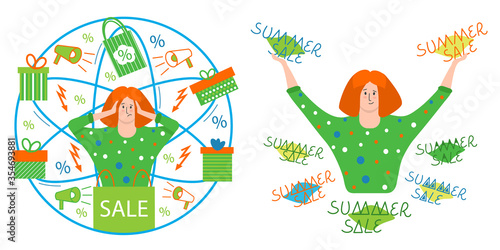 Women and shopping Sale theme