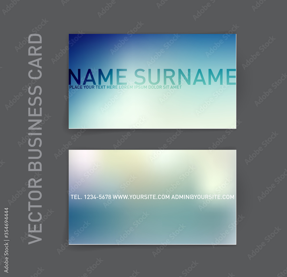 Vector business card template with blurry background