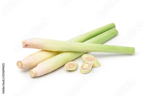 Close-up lemongrass with sliced isolated on white background.
