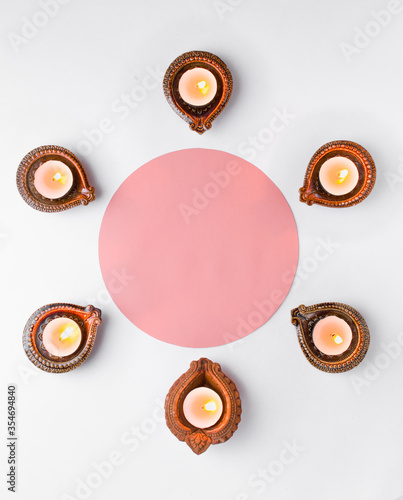 Decorated diya photo for indian festivals.