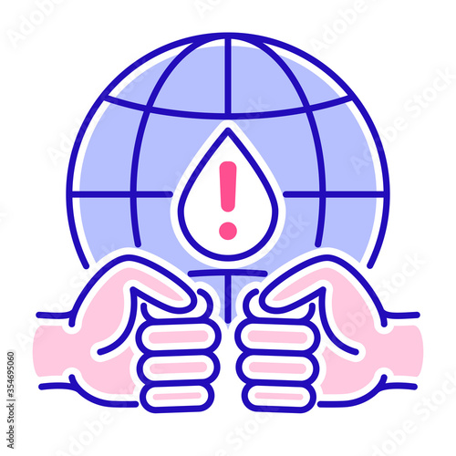Water conflict color line icon. Eco problems. Isolated vector element. Outline pictogram for web page, mobile app, promo