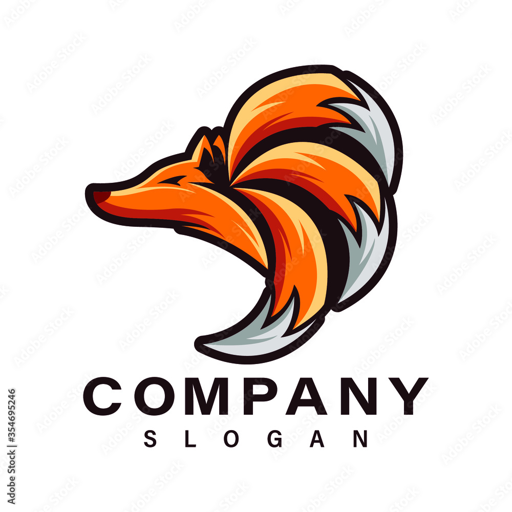 Fototapeta premium fox tail three vector logo