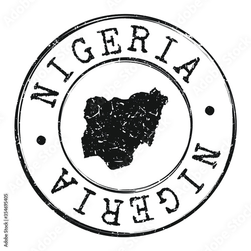 Nigeria Silhouette Postal Passport Stamp Round Vector Icon photo