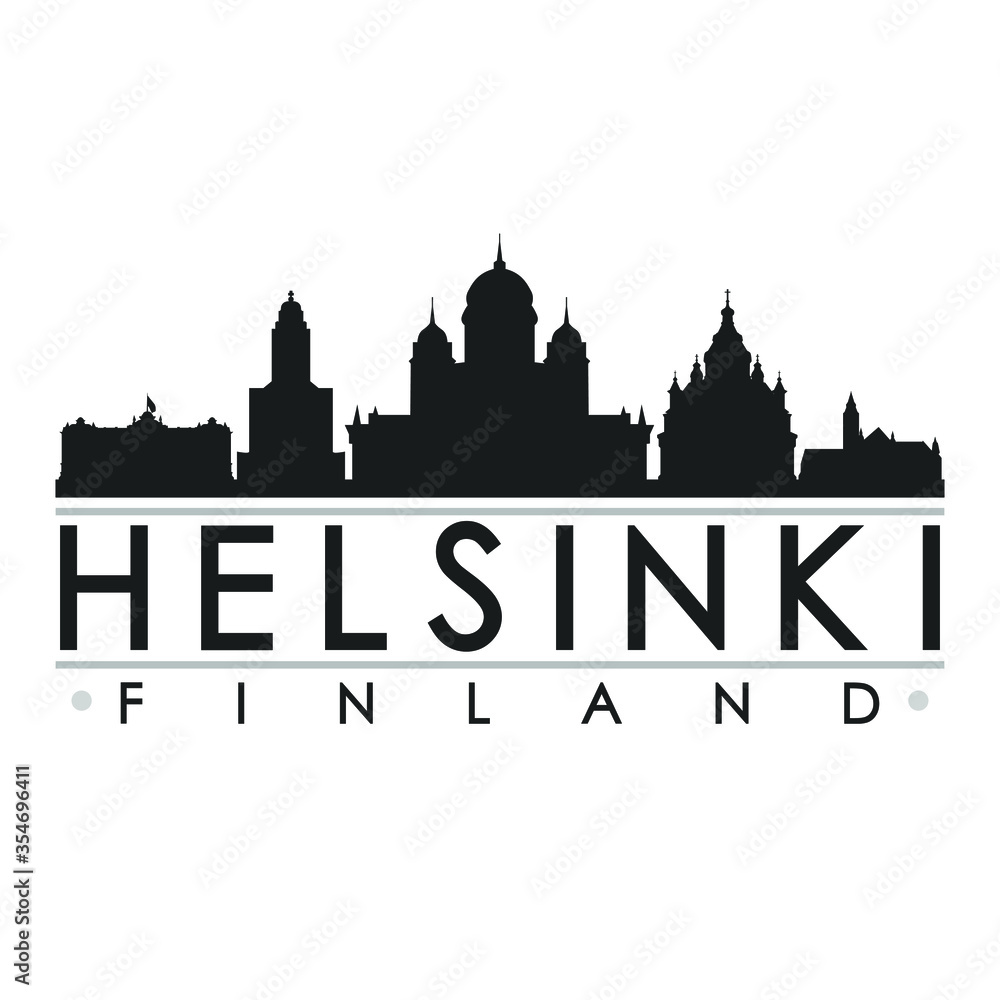 Helsinki Skyline Silhouette Design City Vector Art
