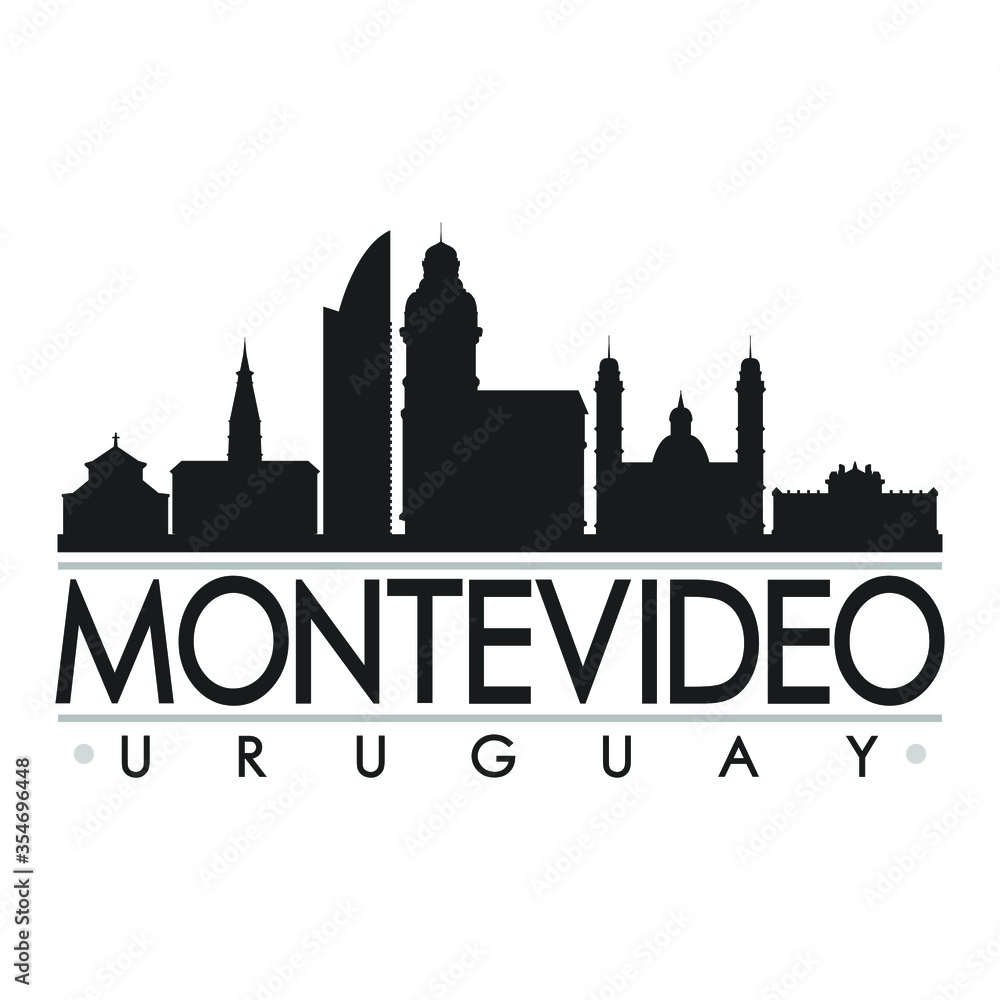 Montevideo Skyline Silhouette Design City Vector Art