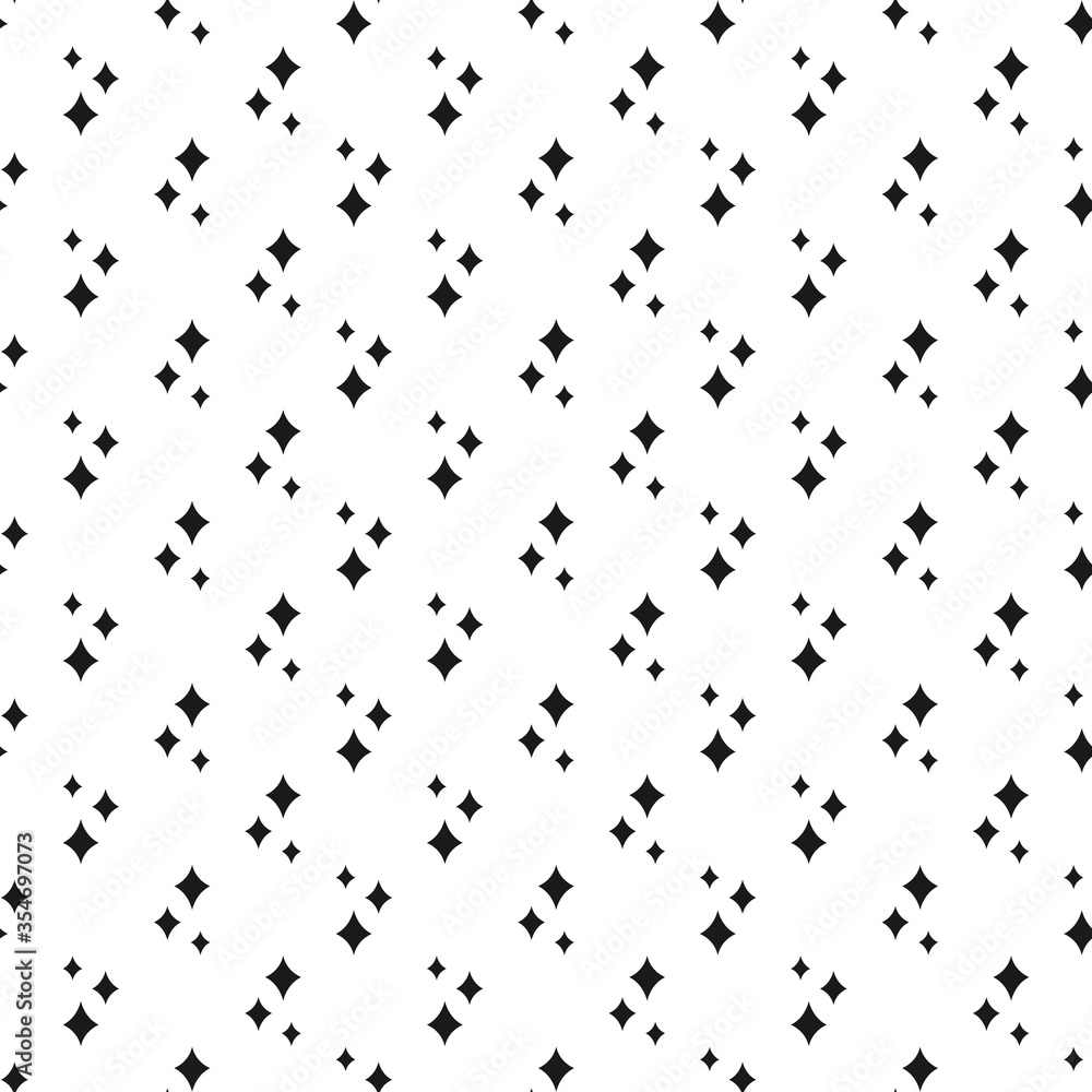 Seamless cute pattern with black stars or sparkles on white background. Seamless cute pattern with black stars or sparkles on white background.