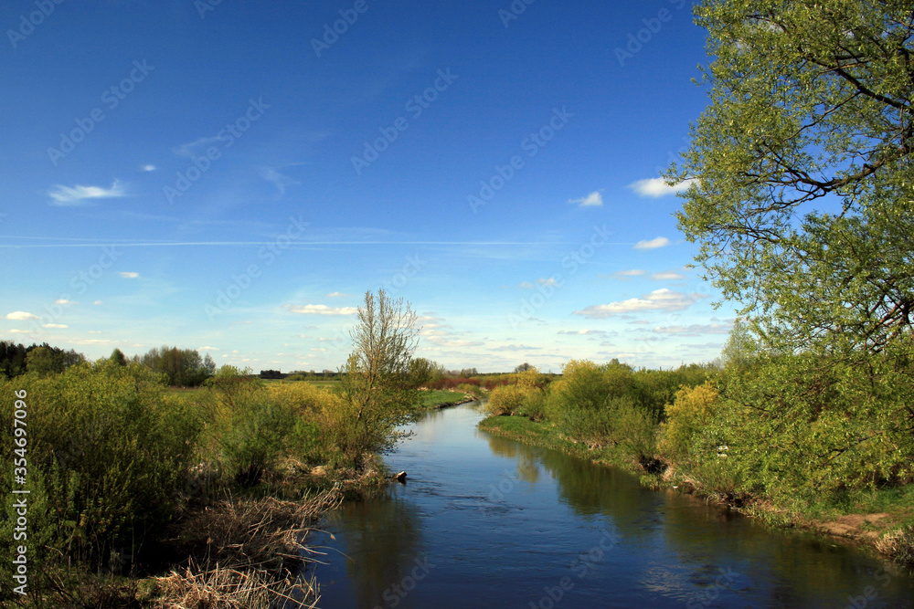 Landscape od Biebrza river in Biebrza National Park, Poland