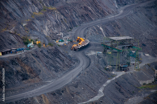 mining equipment in the iron ore quarry. coarse crushing body.