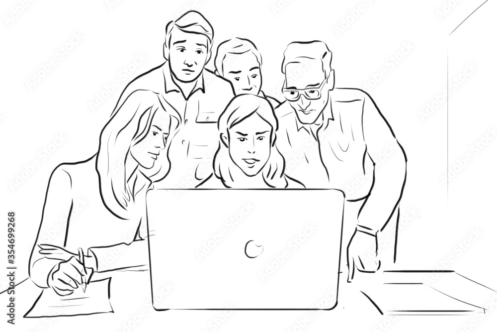 illustration of the workroom. the discussion via video link illustration of the workroom. the discussion via video link