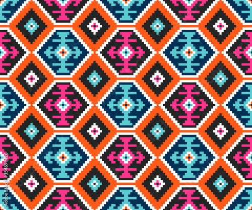 Tribal seamless colourful geometric pattern. Ethnic vector texture. Traditional ornament. 