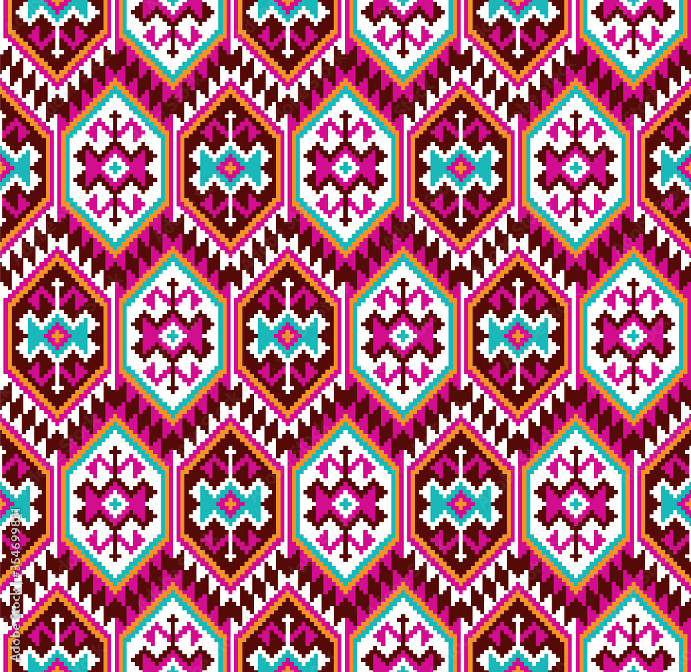 Tribal seamless colourful geometric pattern. Ethnic vector texture. Traditional ornament. Tribal seamless colourful geometric pattern. Ethnic vector texture. Traditional ornament.