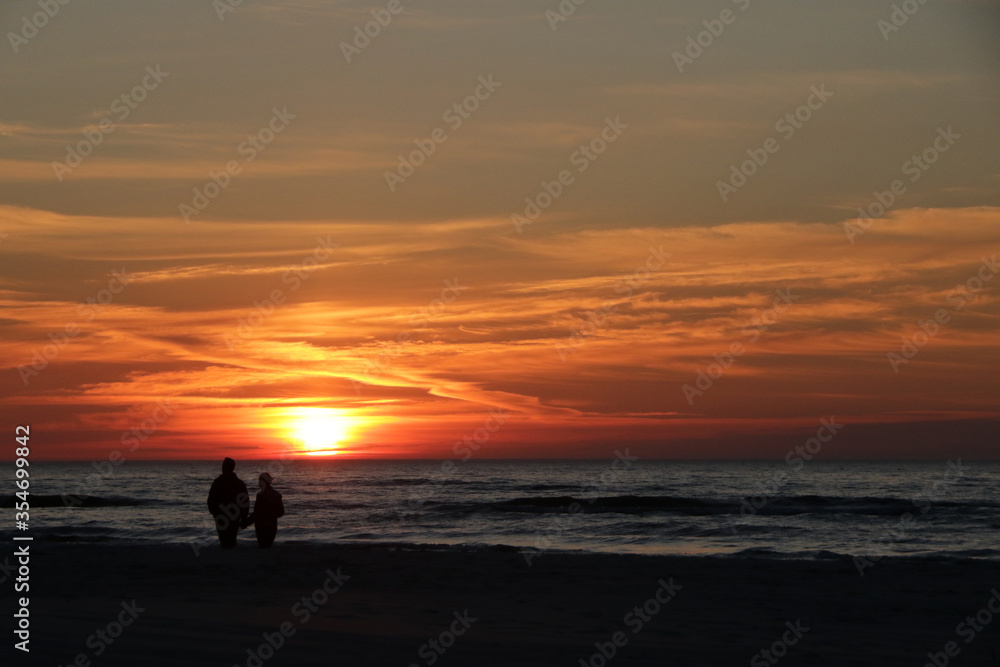 Sunset on the beach in Debki, Baltic sea, Poland