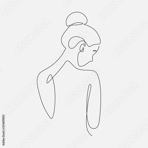Line art woman illustration. Modern minimal design. Eps10 vector.