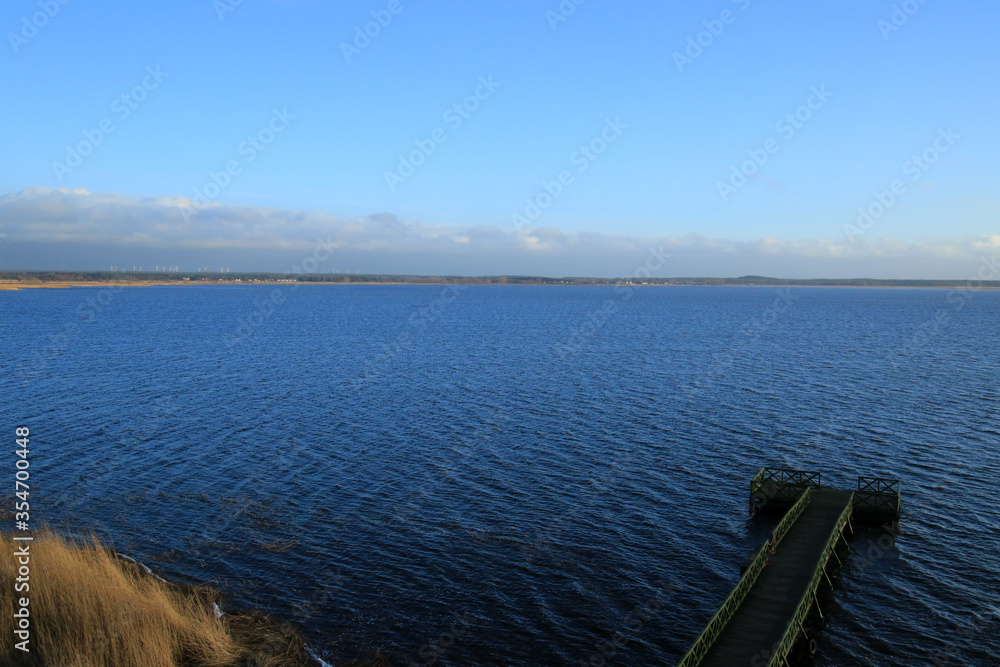 Lebsko lake, coastal lake in Slowinski National Park in Poland 