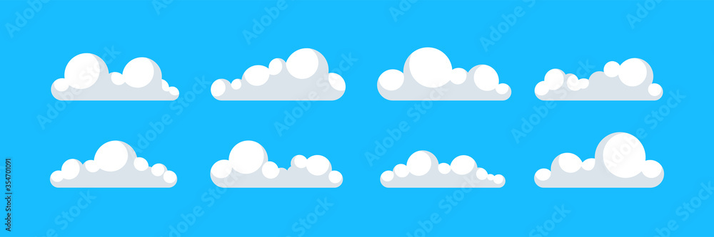 Set of shite sky, clouds. Cloud icon, cloud shape. Set of different clouds. Collection of cloud, shape, label, symbol. Graphic element vector. Vector illustration. Set of shite sky, clouds. Cloud icon, cloud shape. Set of different clouds. Collection of cloud, shape, label, symbol. Graphic element vector. Vector illustration.