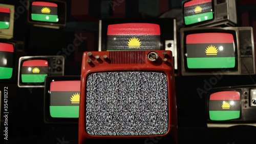 The flag of the former Republic of Biafra and Vintage Televisions. photo